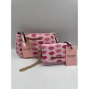 Juicy Couture “Sealed With a Kiss” Hobo Bag & Wallet Set Pink Lips Valentine NWT